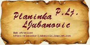 Planinka LJubanović vizit kartica
